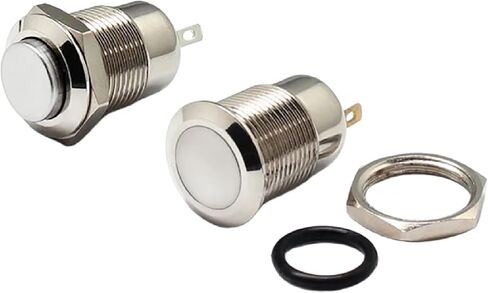 مفتاح زر الدفع المعدني 12 مم ، مصابيح LED ، النحاس المطلي بالنيكل ، 12VDC ، 2-4 تصميم دبوس ، البناء المضاد للخلايا (الإغلاق الأزرق) in Kuwait