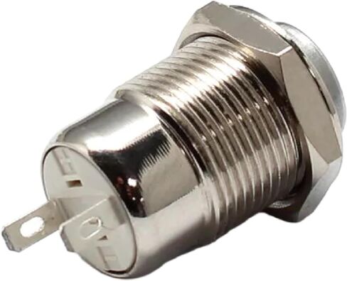 مفتاح زر الدفع المعدني 12 مم ، مصابيح LED ، النحاس المطلي بالنيكل ، 12VDC ، 2-4 تصميم دبوس ، البناء المضاد للخلايا (الإغلاق الأزرق) in Kuwait
