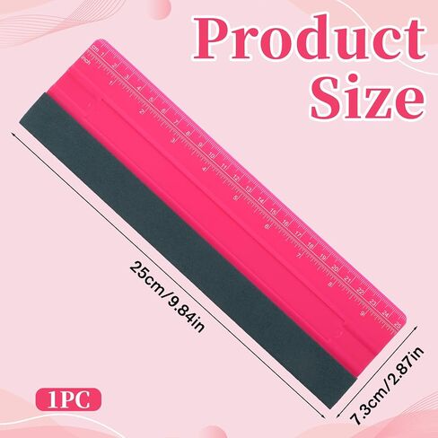 Vinyl Squeegee, 10 Inch Felt Squeegee Vinyl Wrap Squeegees Window Tint Squeegees Wallpaper Tools Universal with 25CM Scale Ruler for Car Wallpaper Wrapping Smoothing Window Tint Film (Pink) in Saudi Arabia