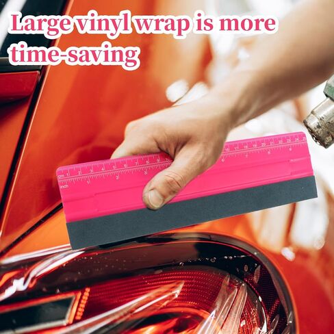 Vinyl Squeegee, 10 Inch Felt Squeegee Vinyl Wrap Squeegees Window Tint Squeegees Wallpaper Tools Universal with 25CM Scale Ruler for Car Wallpaper Wrapping Smoothing Window Tint Film (Pink) in Saudi Arabia