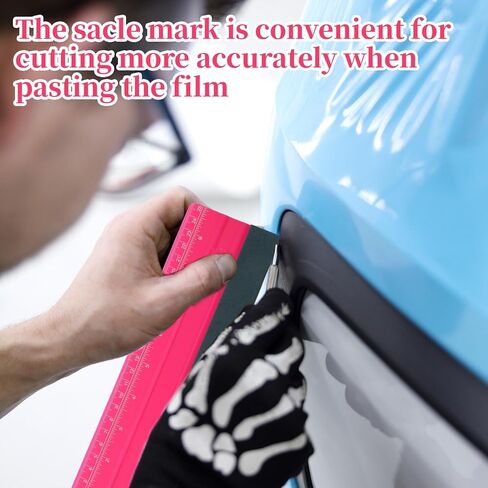 Vinyl Squeegee, 10 Inch Felt Squeegee Vinyl Wrap Squeegees Window Tint Squeegees Wallpaper Tools Universal with 25CM Scale Ruler for Car Wallpaper Wrapping Smoothing Window Tint Film (Pink) in Saudi Arabia