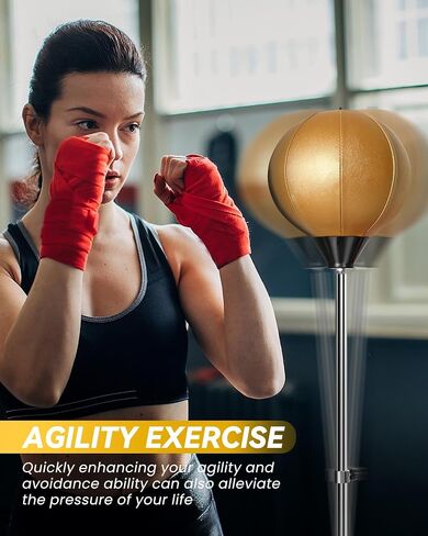 Fitness Reflex Bag, Speed Ball Stand Punching Bag with Gloves, Boxing Bag for Adults and Teens, Great for Gifts MMA Training(Black Gold) in Saudi Arabia