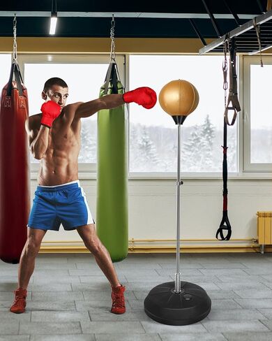 Fitness Reflex Bag, Speed Ball Stand Punching Bag with Gloves, Boxing Bag for Adults and Teens, Great for Gifts MMA Training(Black Gold) in Saudi Arabia