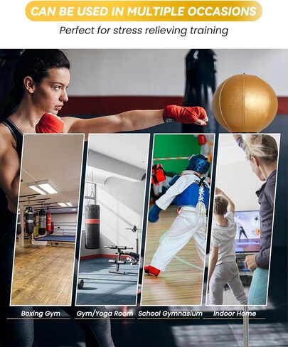 Fitness Reflex Bag, Speed Ball Stand Punching Bag with Gloves, Boxing Bag for Adults and Teens, Great for Gifts MMA Training(Black Gold) in Saudi Arabia