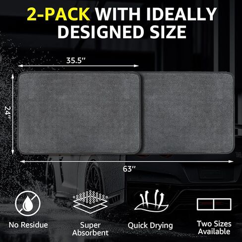 مناشف تجفيف سيارات الألياف الدقيقة ذات الحزمة (63 "x24" + 35 "x24") ، فائقة الامتصاص ، خالية من الخطوط ، خالية من الخدش ، خالية من الوبر ، جافة سريعة وسريعة ، مثالية للسيارات ، الشاحنات ، سيارات الدفع الرباعي in Kuwait