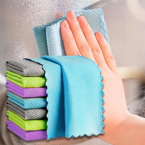 5 Pack Microfiber Cleaning Cloth, 9.84x9.84 Inch Lint Free Reusable Cleaning Cloths for Glass, Windows, Screens and Stainless Steel, 5 Color Options (Blue, Green, White, Champagne, Khaki) in Saudi Arabia