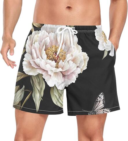 Mens Short Swim Trunks Mens Lined Running Shorts with Pockets Beachwear Quick Dry Elastic in Saudi Arabia