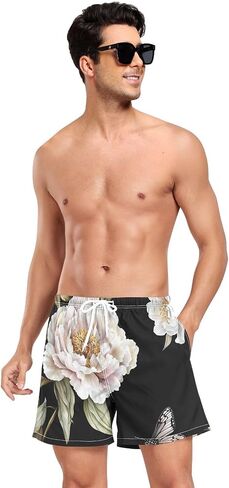 Mens Short Swim Trunks Mens Lined Running Shorts with Pockets Beachwear Quick Dry Elastic in Saudi Arabia
