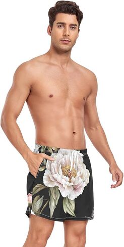 Mens Short Swim Trunks Mens Lined Running Shorts with Pockets Beachwear Quick Dry Elastic in Saudi Arabia