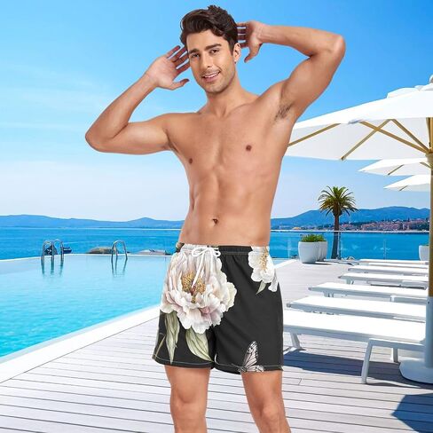 Mens Short Swim Trunks Mens Lined Running Shorts with Pockets Beachwear Quick Dry Elastic in Saudi Arabia