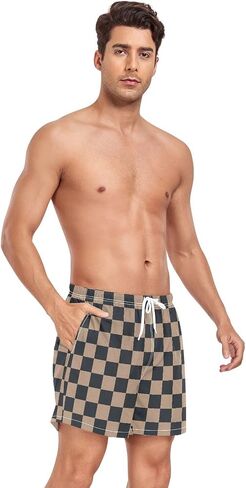 Men's Swimming Trunks Men's Double Layer Workout Running Shorts with Pockets Training Shorts Quick Dry in Saudi Arabia