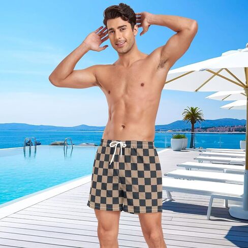 Men's Swimming Trunks Men's Double Layer Workout Running Shorts with Pockets Training Shorts Quick Dry in Saudi Arabia