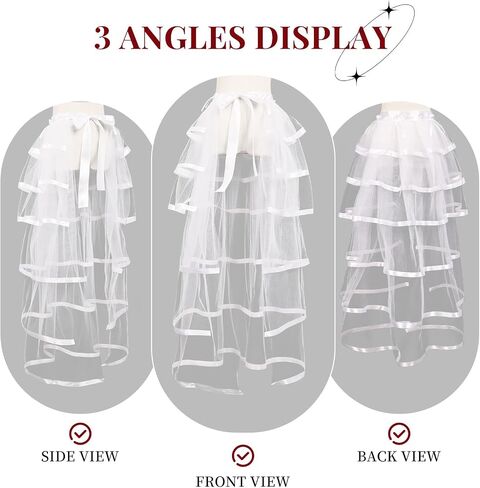Victorian Steampunk Bustle Skirt Layered Tie on Belt Tulle Tutu Overskirt for Women in Kuwait