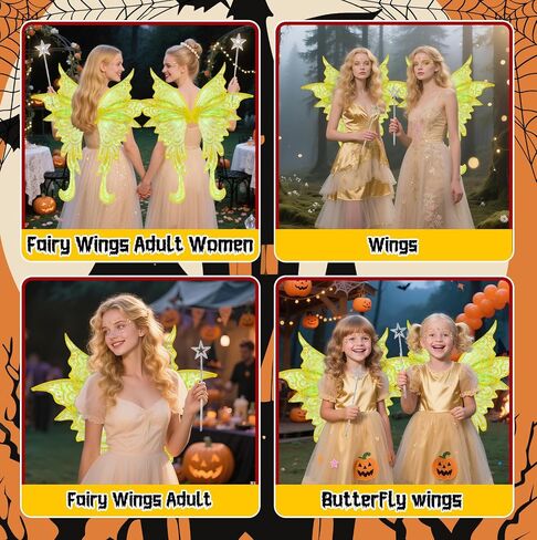 Fairy Wings Adult Women, Butterfly Angle Wings Fairy Costume for Woman Girls, Fairy Accessories for Halloween Costumes in Saudi Arabia