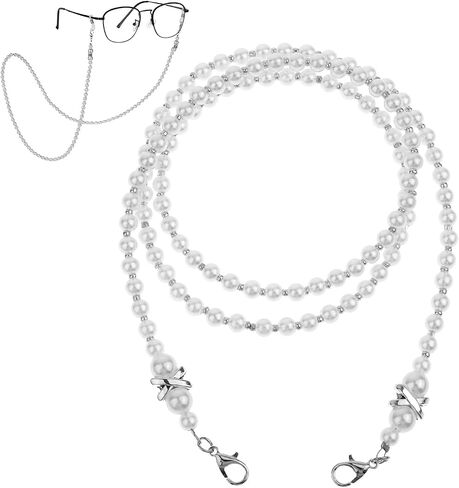 Beaded Glasses Chain, Eyeglass Chain for Women, Fashion Sunglasses Neck Cord, Around Neck Eyeglass Chain-Cord, Acrylic Bead Eye-Glass Lanyard (White) in Saudi Arabia