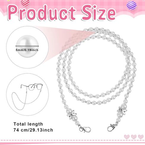 Beaded Glasses Chain, Eyeglass Chain for Women, Fashion Sunglasses Neck Cord, Around Neck Eyeglass Chain-Cord, Acrylic Bead Eye-Glass Lanyard (White) in Saudi Arabia