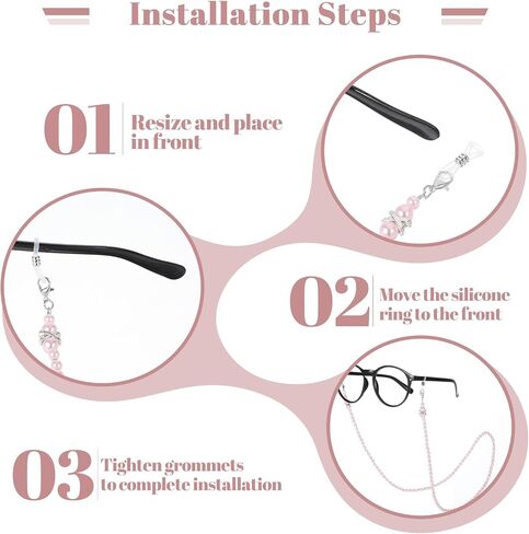 3 PCS Eyeglass Chains for Women, Pearl Beaded Glasses Chain for Women, Stylish Eyeglasses Chains for Sunglasses, Myopia Glass, 3 Colors in Saudi Arabia