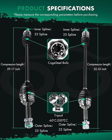 Scitoo 2pcs الأمامية اليسرى والأمراض اليمنى من محور محور CV من أجل Dodge Caliber ، لجيب Compass ، لجيب باتريوت 2.0L in Saudi Arabia