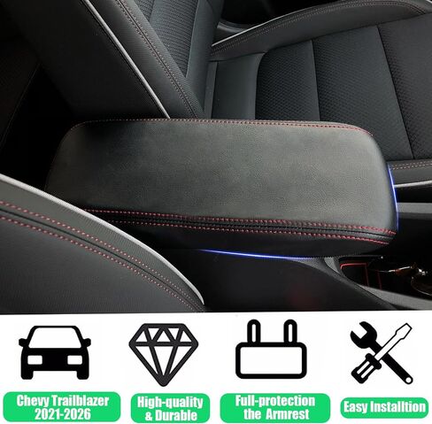 Center Console Cover for Chevy Colorado/GMC Canyon - Soft Armrest Cover Protector Cushion for Chevy Colorado GMC Canyon 2023 2024 2025 Interior Accessories - Red in Saudi Arabia