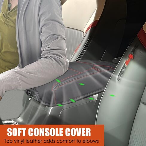 Center Console Cover for Chevy Colorado/GMC Canyon - Soft Armrest Cover Protector Cushion for Chevy Colorado GMC Canyon 2023 2024 2025 Interior Accessories - Red in Saudi Arabia