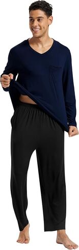 MoFiz Men's Pajama Sets Sleep Lounge Pjs Set Pijamas Para Hombres Sleepwear Loungewear 2 Pieces in Saudi Arabia