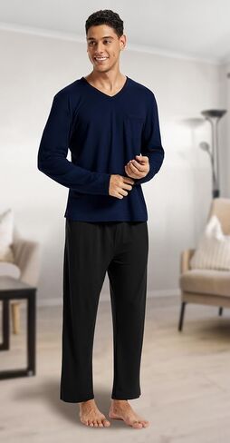 MoFiz Men's Pajama Sets Sleep Lounge Pjs Set Pijamas Para Hombres Sleepwear Loungewear 2 Pieces in Saudi Arabia
