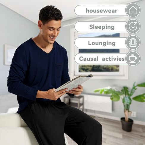 MoFiz Men's Pajama Sets Sleep Lounge Pjs Set Pijamas Para Hombres Sleepwear Loungewear 2 Pieces in Saudi Arabia