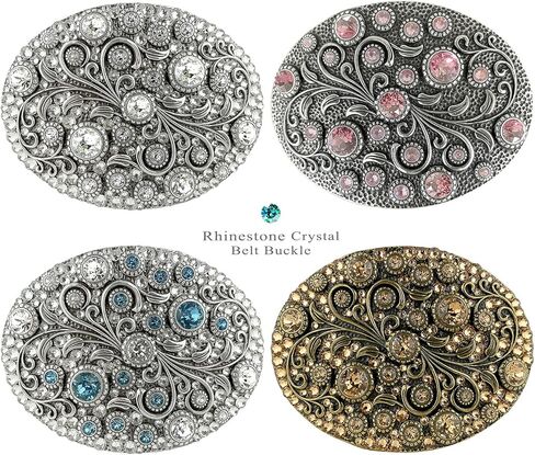 Rhinestone Crystal Belt Buckle Antique Oval Floral Engraved Buckle-Light & Dark Amethyst in Saudi Arabia