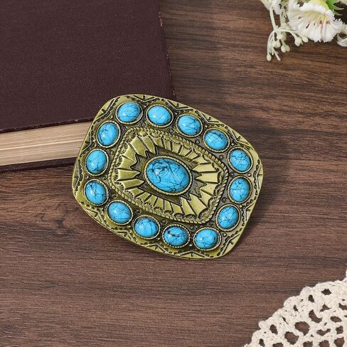 خمر الحزام الغربي مشبك المستطيل الأحمر الفيروز الريفي Big Belt Buckles المجوهرات البوهيمية على الطراز للرجال السيدات جينز جينز تنورة زينة الملابس ملابس روديو الزي in Kuwait