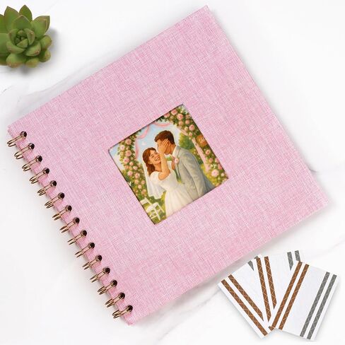 Beige Linen Hardcover Scrapbook, 7x7 Inch Photo Album with 40 White Pages + Corner Stickers, DIY Memory Book for Wedding, Baby, Travel Keepsakes in Saudi Arabia