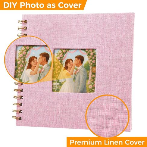 Beige Linen Hardcover Scrapbook, 7x7 Inch Photo Album with 40 White Pages + Corner Stickers, DIY Memory Book for Wedding, Baby, Travel Keepsakes in Saudi Arabia