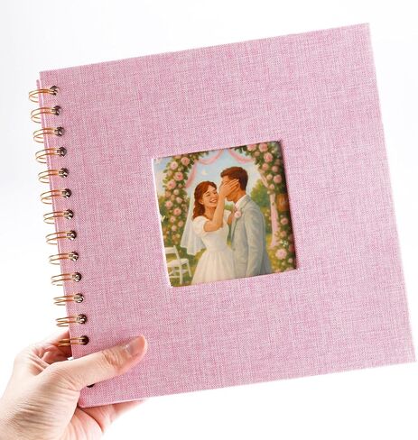 Beige Linen Hardcover Scrapbook, 7x7 Inch Photo Album with 40 White Pages + Corner Stickers, DIY Memory Book for Wedding, Baby, Travel Keepsakes in Saudi Arabia