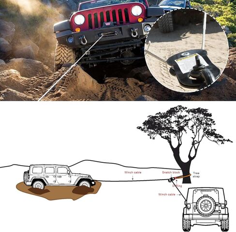 8000 LBS Capacity Winch Snatch Block, Heavy Duty Towing Pulley Blocks for Synthetic Rope Steel Cable, Universal Tackle Pulley Offroad Recovery Accessory for Truck ATV UTV in Saudi Arabia