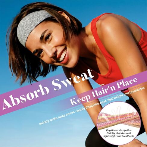 العصابات غير المنقولة للنساء للنساء ، عصابة رأس اليوغا الواسعة الرطوبة ، وعرق رياضة مرن ناع in Kuwait