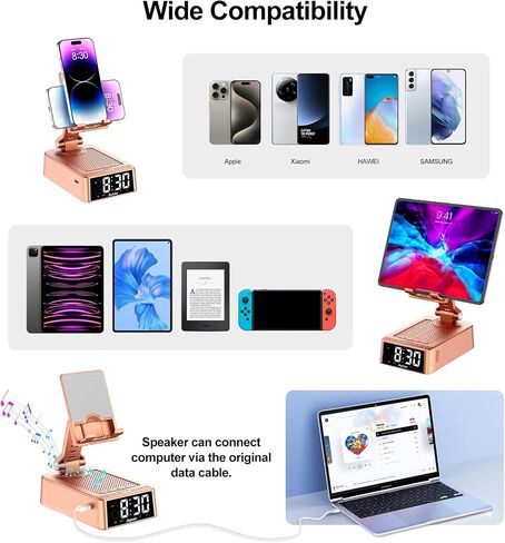 Gifts for Women Girls, Joymate Phone Stand with Bluetooth Speaker 360° Rotable Angel Adjustable Cell Phone Holder for Desk with HD Subwoofer Sound Fits All Phones,Tablets (Pink) in Saudi Arabia