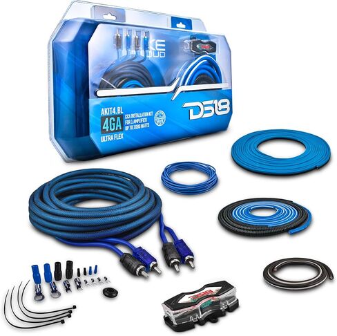 DS18 AKIT4.PU 4-GA Amplifier Installation Kit Up to 1680 Watts RMS, Mini-ANL Fuse Holder, Speaker & RCA Cables, CCA Amplifier Wiring Kit, Ultra Flex Wire, Amp Wire Kit, Amp Wiring Kit 4 Gauge - Purple in Saudi Arabia