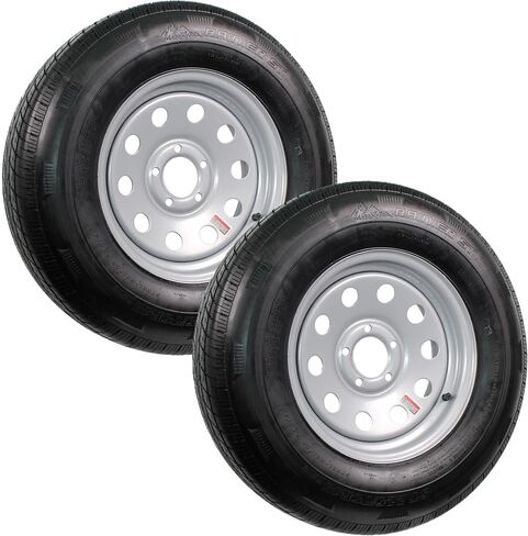 ecustomrim 2 عبوة مقطورة شعاعية إطار الفضة ST225/75R15 نطاق التحميل D 5 العروة على 4.5 عجلة معيارية - 6 سنوات ضمان مع الطريق المجاني in Saudi Arabia