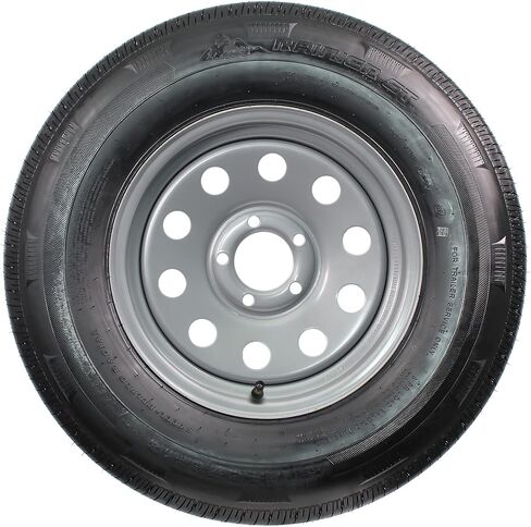 ecustomrim 2 عبوة مقطورة شعاعية إطار الفضة ST225/75R15 نطاق التحميل D 5 العروة على 4.5 عجلة معيارية - 6 سنوات ضمان مع الطريق المجاني in Saudi Arabia
