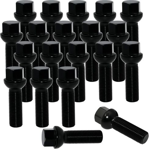 40mm Shank 14x1.5 Lug Bolts, 20pcs Black Ball Seat 61mm Tall Lug Studs for Wheel Spacers, 17mm Hex, 40mm Thread Length Extended Wheel Hub Bolt in Saudi Arabia