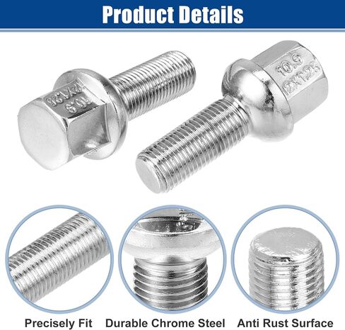 ACROPIX M12x1.25 Extended Wheel Lug Bolts for Wheel Spacers Ball Seat 19mm Hex 28mm Shank Length Fit for Mercedes Benz - Pack of 20 in Saudi Arabia