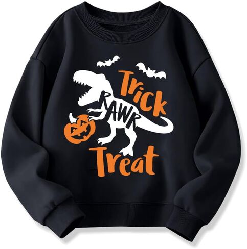 Kids Halloween Sweatshirt Boys Girls Pumpkin Face Ghost Bat Dinosaur Graphic Shirt Toddler Long Sleeve Tops in Saudi Arabia