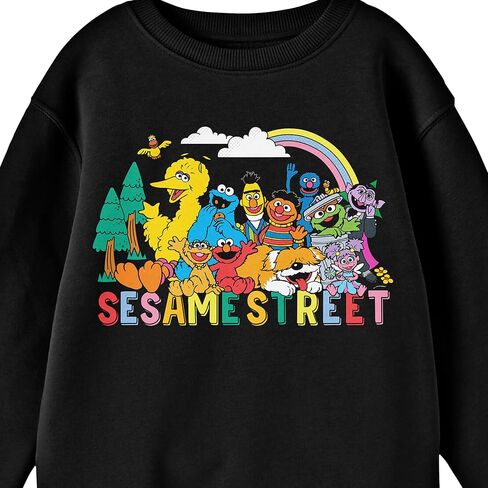 Sesame Street Outdoor Forme Group Art Crew Neck Long Sleeve Youth Black Sweatshirt in Saudi Arabia