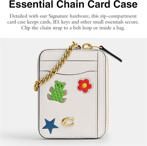 Coach Women's Essential Chain Card Case with Sticker Print, B4/Chalk Multi in Saudi Arabia