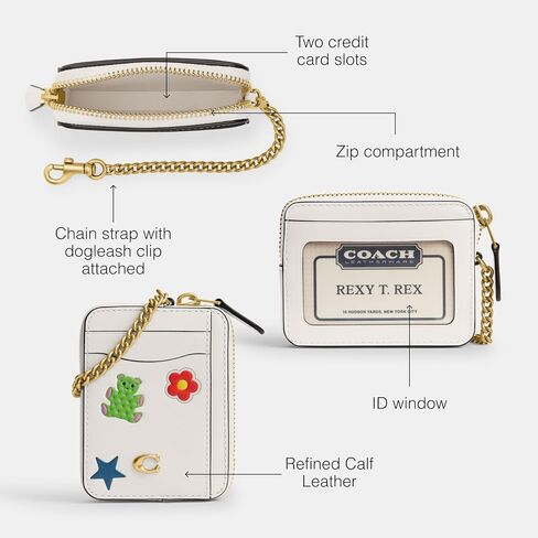 Coach Women's Essential Chain Card Case with Sticker Print, B4/Chalk Multi in Saudi Arabia