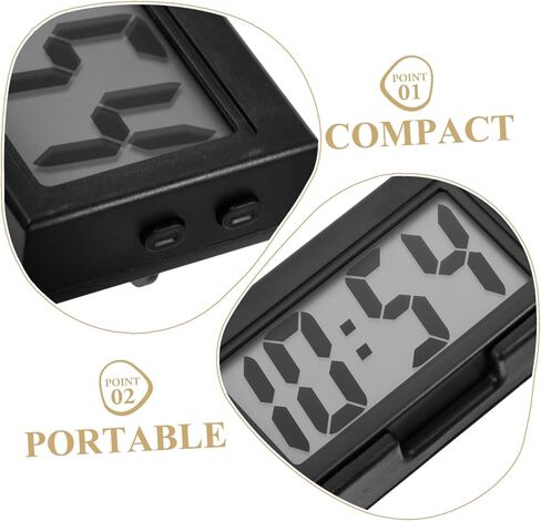 لوحة القيادة الرقمية Car Digital Clock Mini Clock Compact Compact Portable Plastic Interior Decor in Kuwait