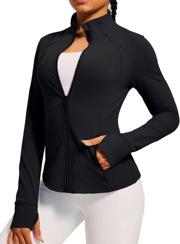 سترات التمرين للسيدات Iuga BBL الجري على السترات الرياضية خفيفة الوزن الكامل zip up slim fit for women with thumb boles in Saudi Arabia