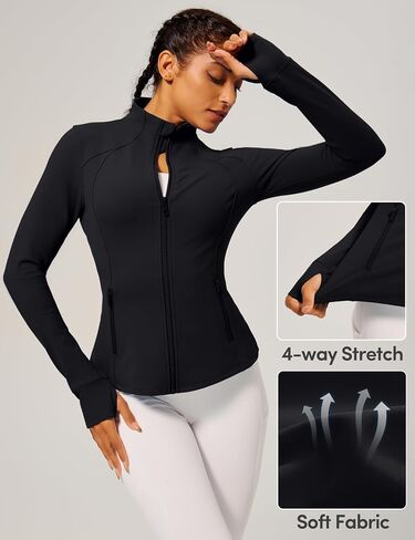 سترات التمرين للسيدات Iuga BBL الجري على السترات الرياضية خفيفة الوزن الكامل zip up slim fit for women with thumb boles in Saudi Arabia