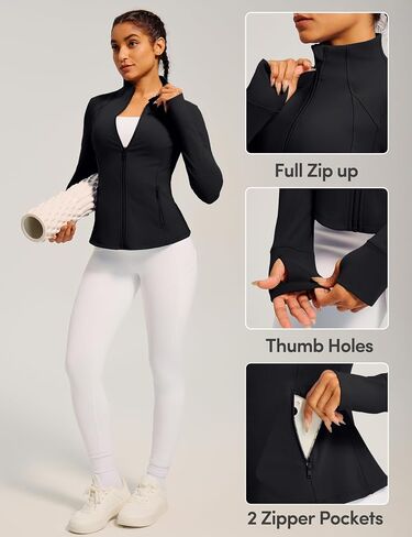 سترات التمرين للسيدات Iuga BBL الجري على السترات الرياضية خفيفة الوزن الكامل zip up slim fit for women with thumb boles in Saudi Arabia