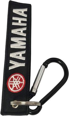 pasdec 1x خياطة النسيج سلسلة المفاتيح مع الألومنيوم د شكل carabiner أسود اللون مقطع خطاف الدراجات النارية الدراجات الدراجة النارية سلسلة مفتاح الاستخدام التوافق ل yamaha in Saudi Arabia