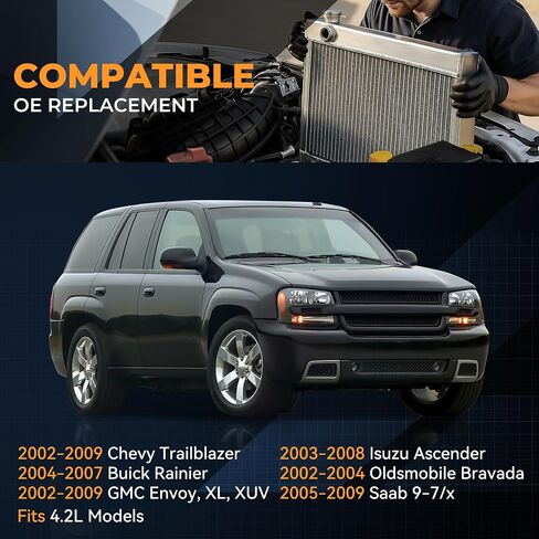 Auto Dynasty Radiator Compatible with 2002-2009 Chevy Trailblazer Buick Rainier GMC Envoy 4.2L, DPI 2458 Factory Style 1-Row Cooling Radiator, Aluminum Core in Saudi Arabia